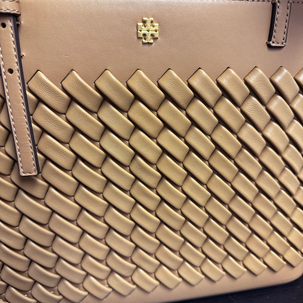 Tory Burch Emerson Leather Woven Tote - Picture 3 of 5